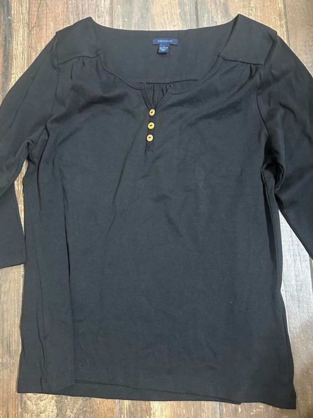 NWOT Westbound Black 3/4 sleeve button up top Size L #officewear #workwear
